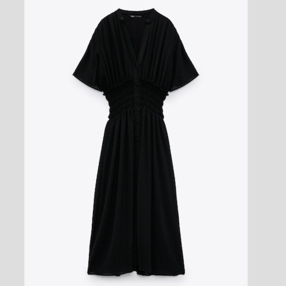 Zara Dotted Mesh Midi Dress Sz XS NWT - Picture 7 of 9